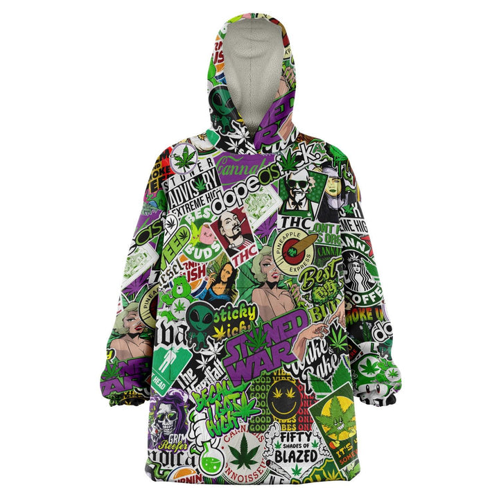 Cannabis Sticker Bomb Snug Hoodie - ThatGeekLyfe