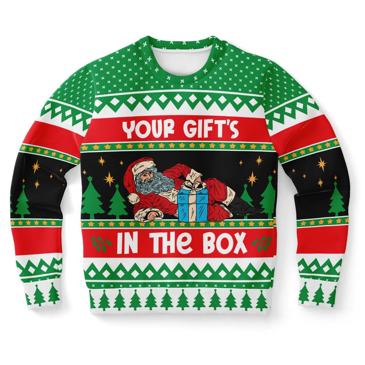 Your Gift Is In The Box Santa Claus Ugly Christmas Sweater - ThatGeekLyfe