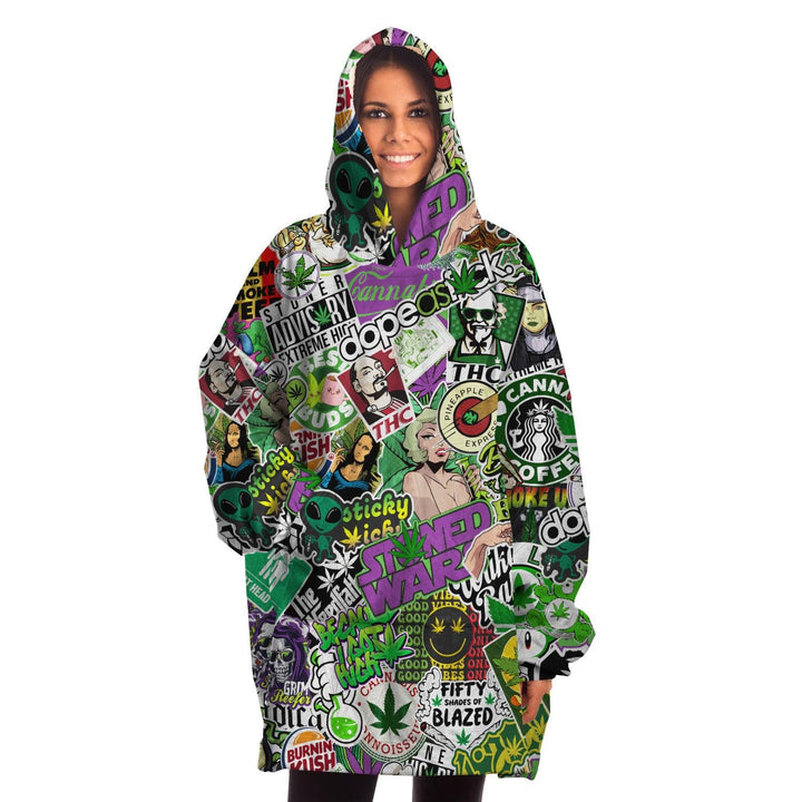 Cannabis Sticker Bomb Snug Hoodie - ThatGeekLyfe