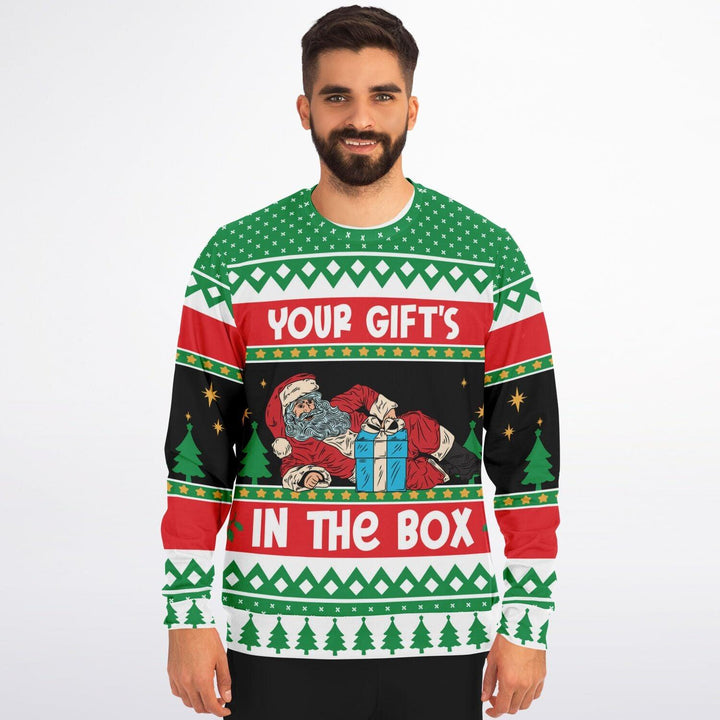 Your Gift Is In The Box Santa Claus Ugly Christmas Sweater - ThatGeekLyfe